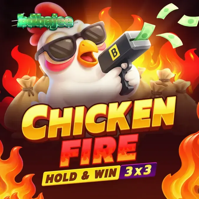 Chicken Fire স্লট গেমের রঙিন ৩x৩ গ্রিড এবং হোল্ড অ্যান্ড উইন ফিচার